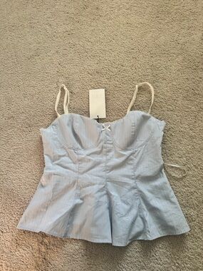 ZARA Light Blue & Cream Striped Cami Slip